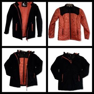 3 in 1 Faux Fur Double Puffer Jacket Coral Hearts Magellan Outdoors